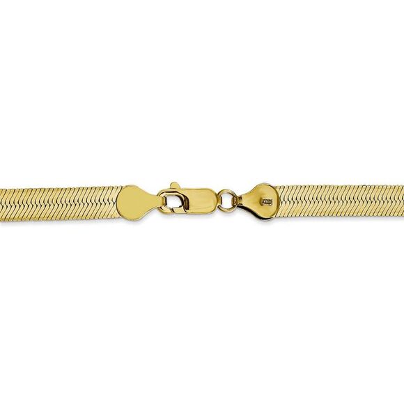 5.5mm 10k Yellow Gold Solid Herringbone Chain Necklace, 16 Inch